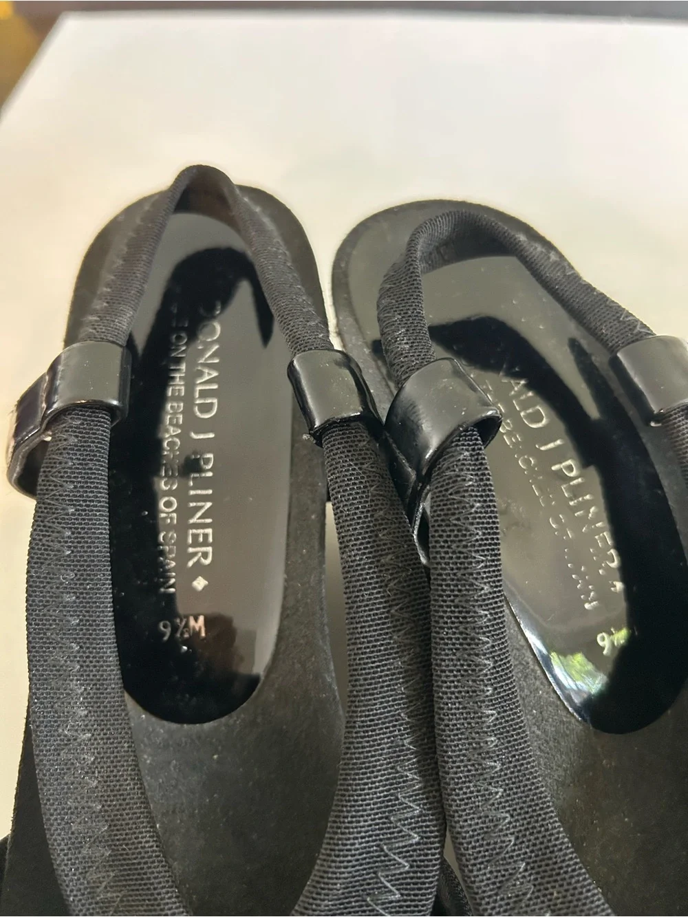 Donald J. Pliner Black Wedge Slingback Sandals